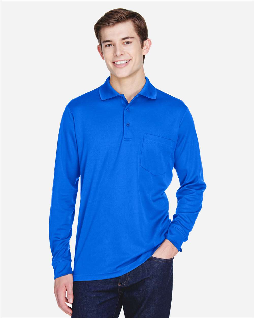 Core365 88192P - True Royal - M Royal blue youth long sleeve polo shirt classic fit of Ad It Up in Albuquerque