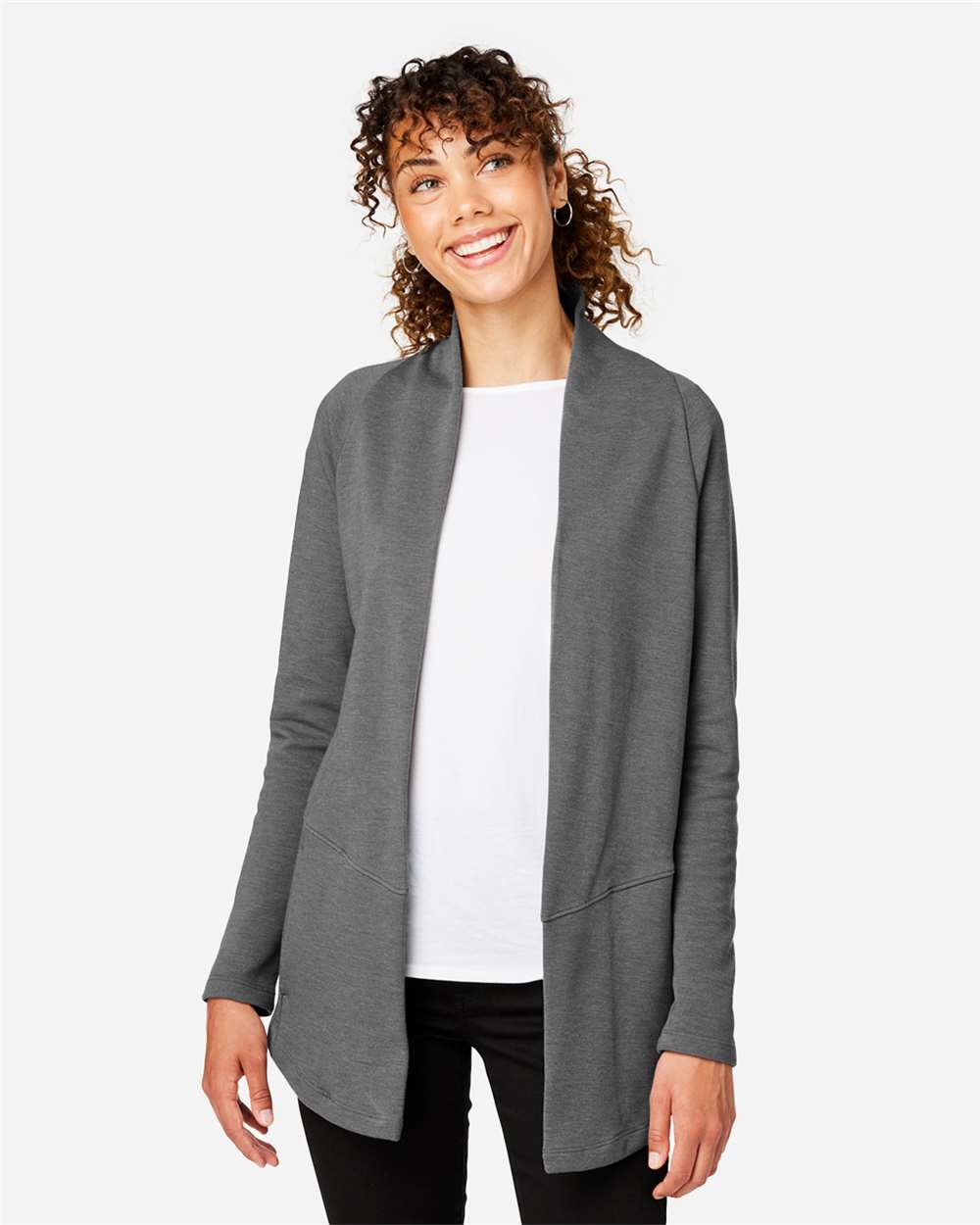 Devon Jones DG481W - Graphite Melange - XL Heather gray women’s open cardigan sweater classic fit of Ad It Up in Albuquerque