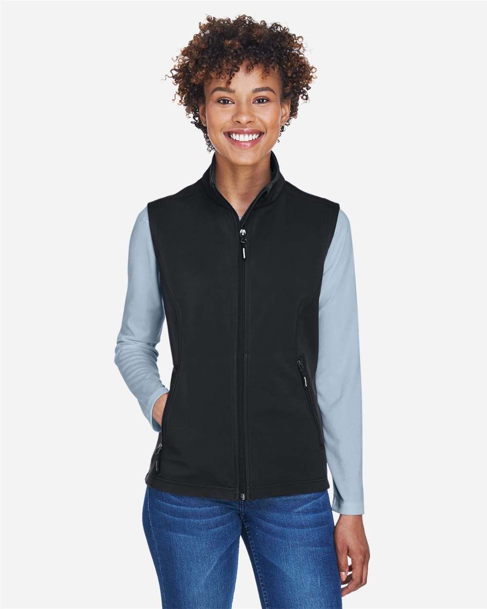 Core365 CE701W - Black - 2XL Black women’s softshell zip vest classic fit of Ad It Up in Albuquerque