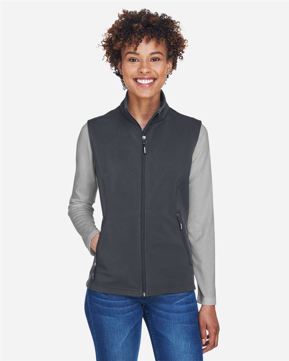Core365 CE701W - Carbon - S Charcoal gray women’s softshell zip vest classic fit of Ad It Up in Albuquerque