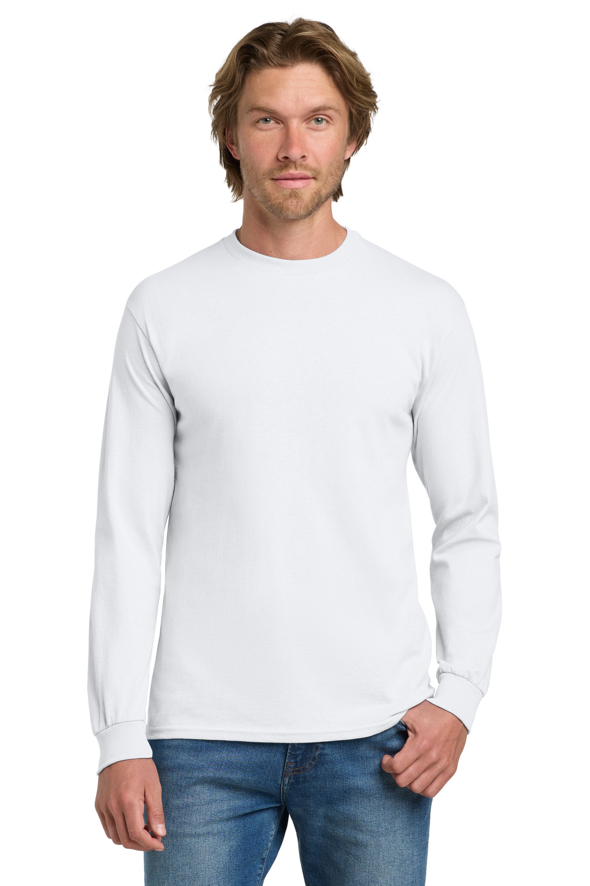Gildan 5400 - White - M White long-sleeve crew neck t-shirts of Ad It Up in Albuquerque