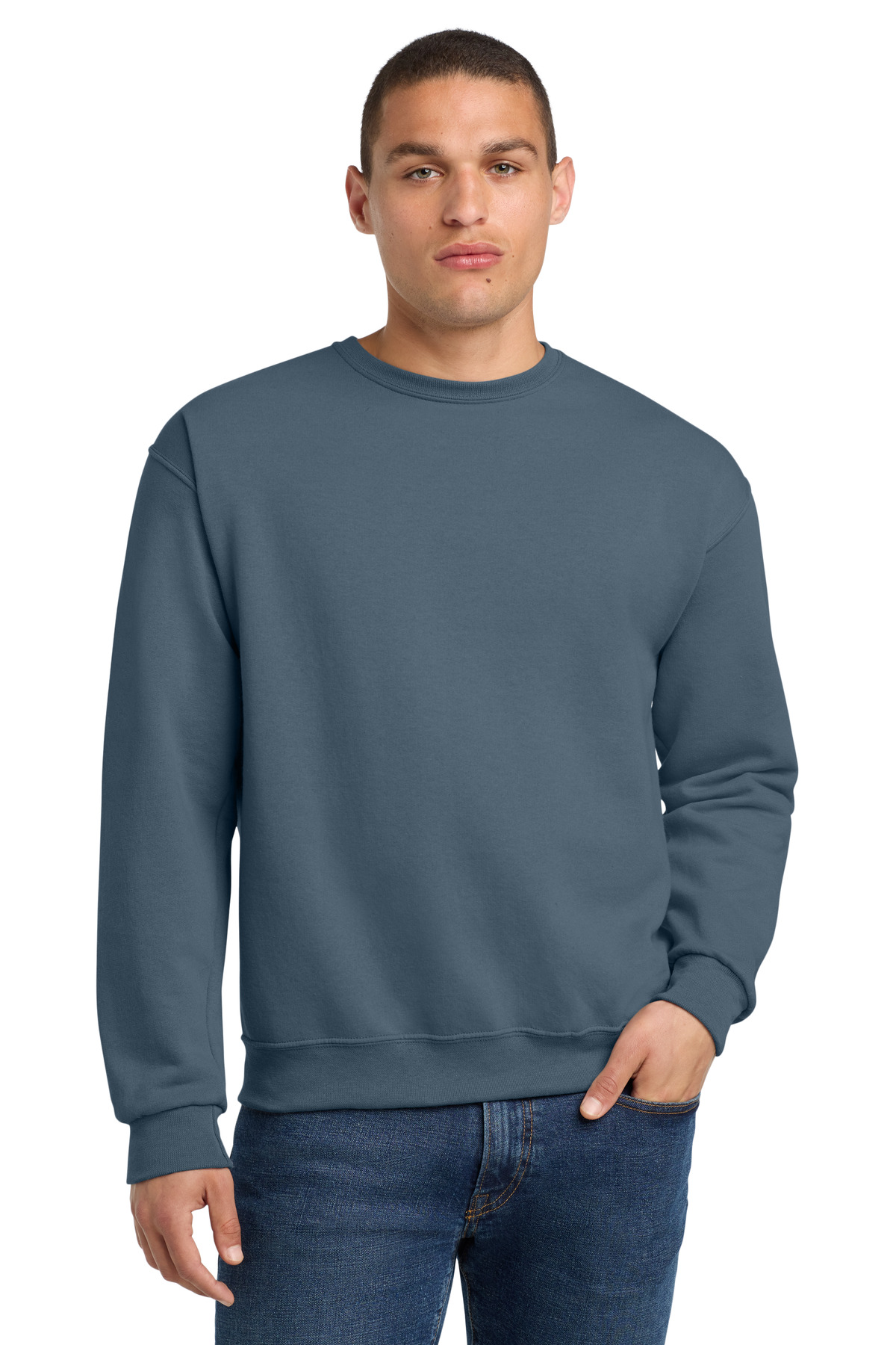 Jerzees 562M - Denim - L Slate blue crewneck sweatshirt classic fit of Ad It Up in Albuquerque