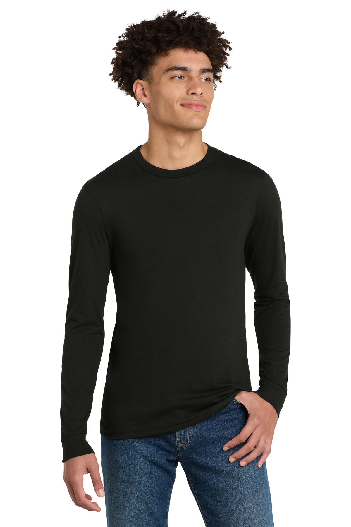 District DM132 - Black - XS Black men’s long sleeve t-shirt modern fit of Ad It Up in Albuquerque