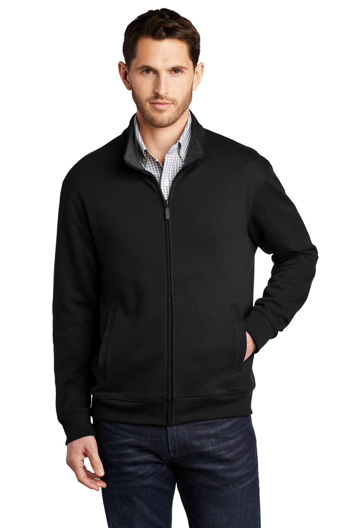 Port Authority K809 - Heather Charcol Grey - 3XL Black men’s full zip sweater jacket classic fit of Ad It Up in Albuquerque