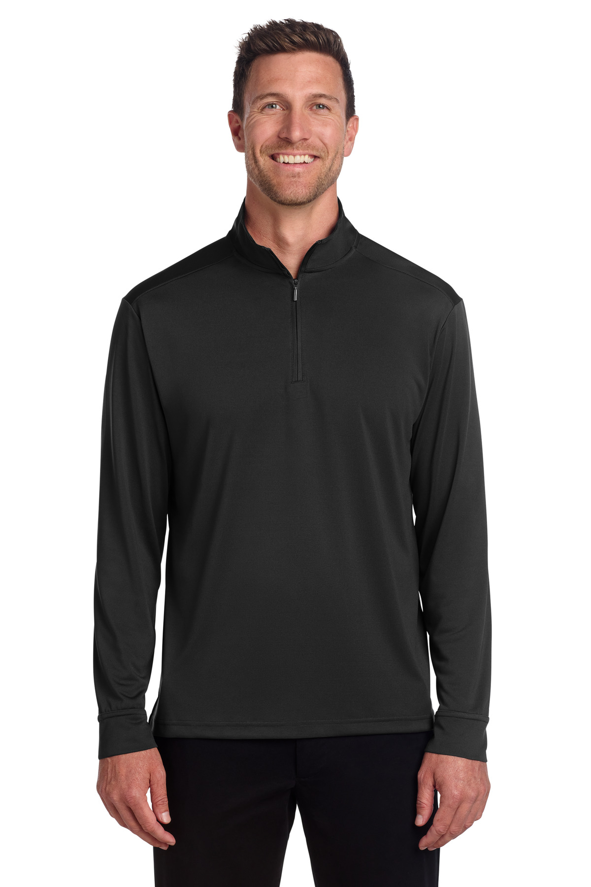 Port Authority K865 - Black - M Black men’s quarter zip long sleeve pullover of Ad It Up in Albuquerque