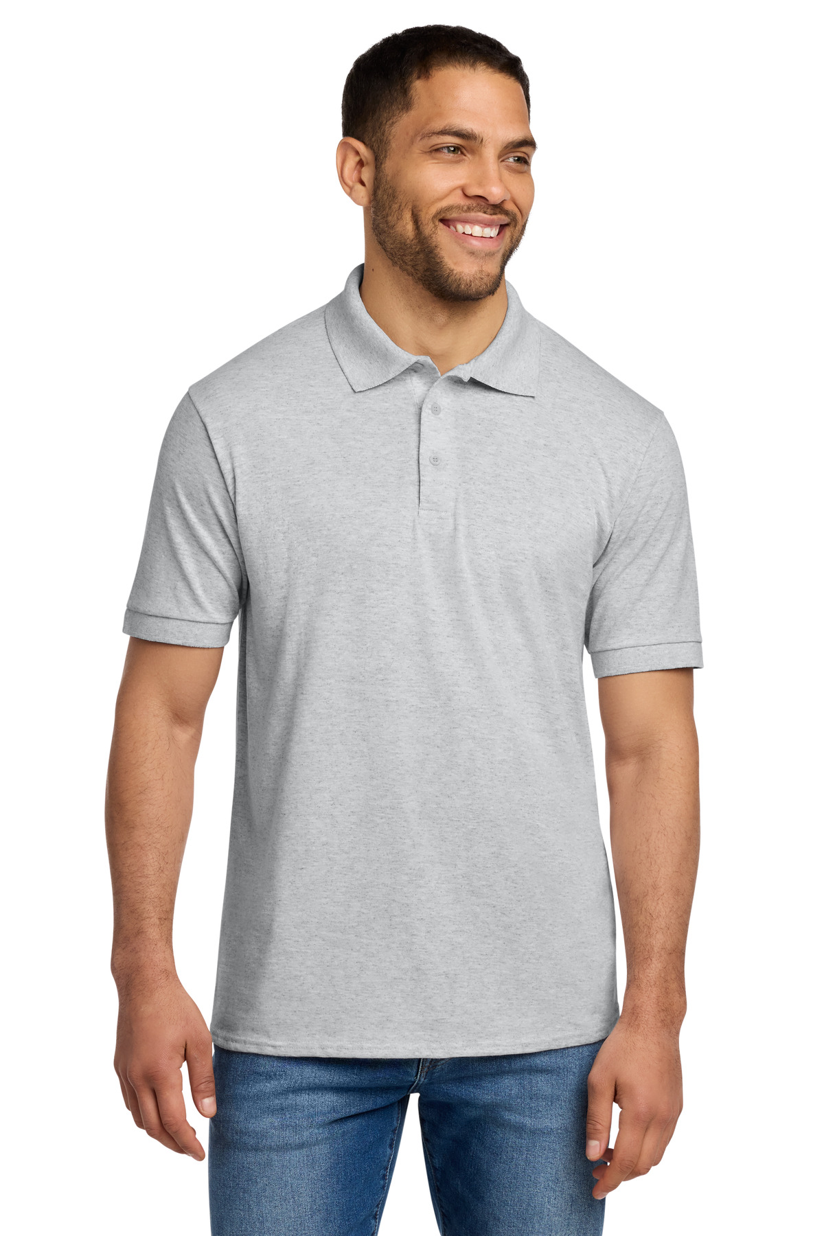 Port Company KP55 - Ash - M Light gray men’s polo shirt of Ad It Up in Albuquerque