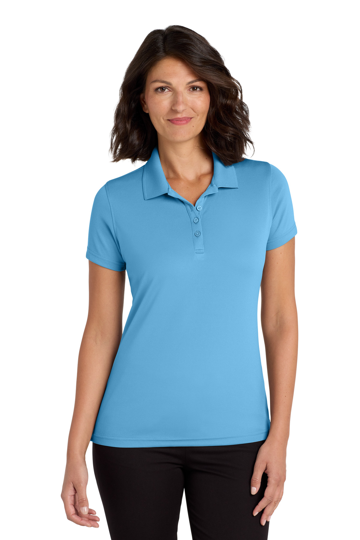 Port Authority LK110 - Carolina Blue - M Light blue women’s polo shirt short sleeve classic fit of Ad It Up in Albuquerque