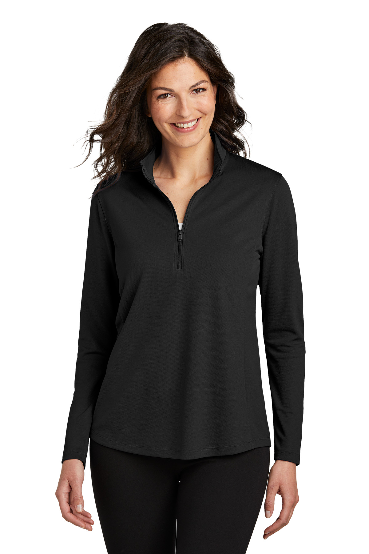 Port Authority LK112 - Black - M Black women’s quarter zip long sleeve pullover of Ad It Up in Albuquerque