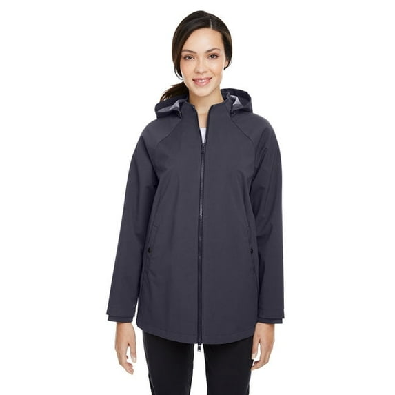 North End NE718W - Carbon - M Navy blue women’s hooded rain jacket full zip classic fit of Ad It Up in Albuquerque