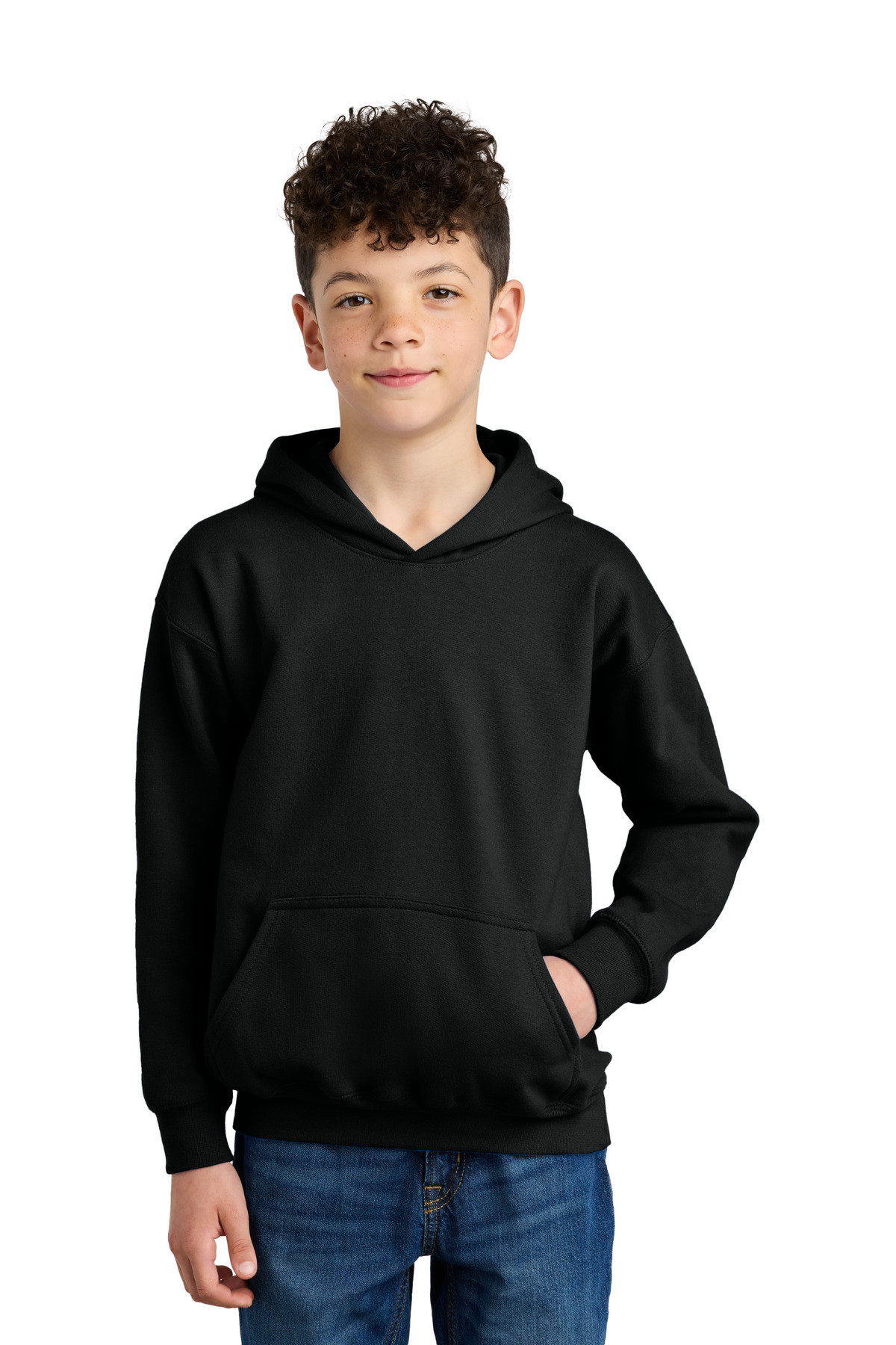 Gildan SF500B - Black - S Black hoodie with front pocket and drawstring hood of Ad it Up in Albuquerque