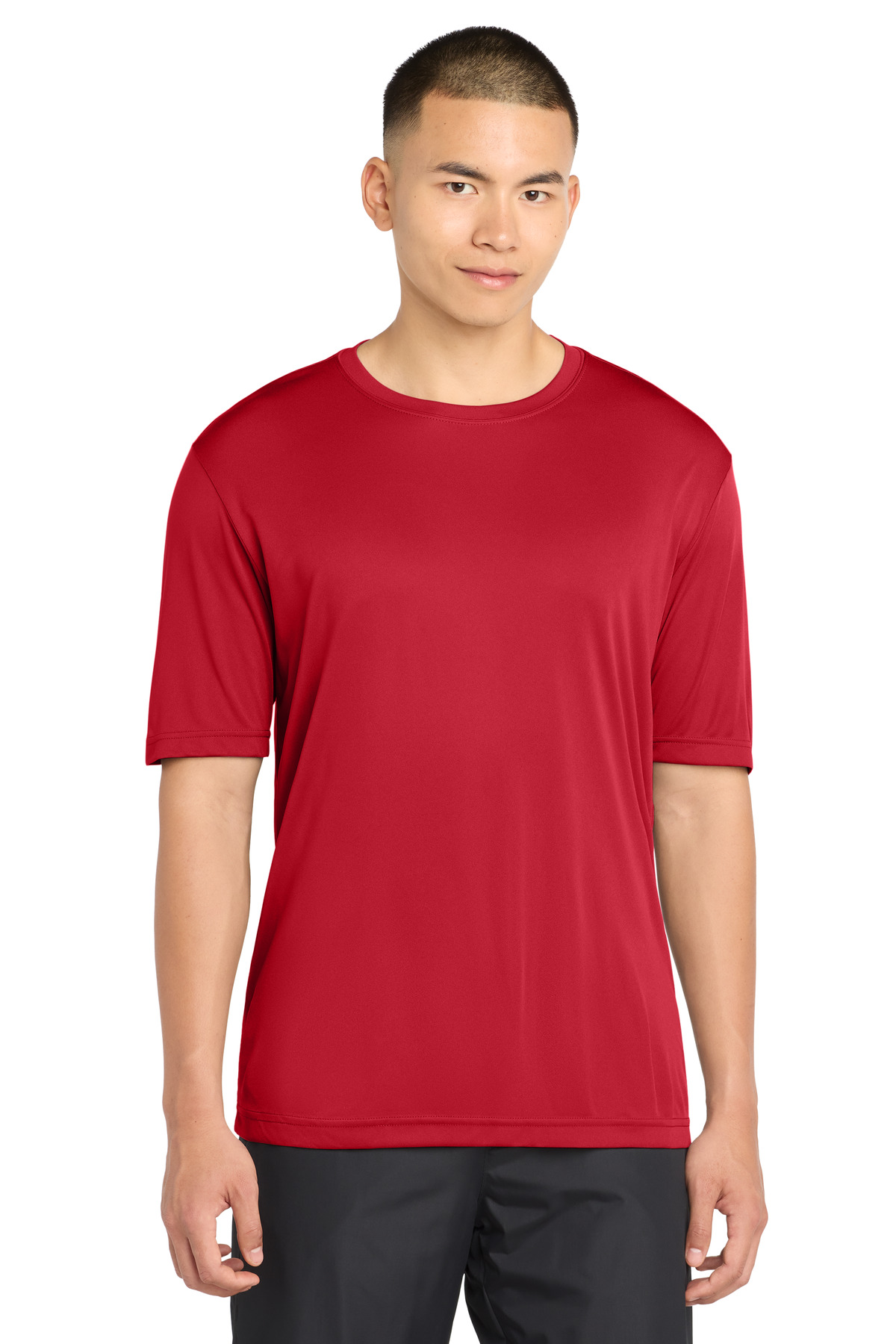 Red men’s athletic performance t-shirt short sleeve classic fit of Ad It Up in Albuquerque