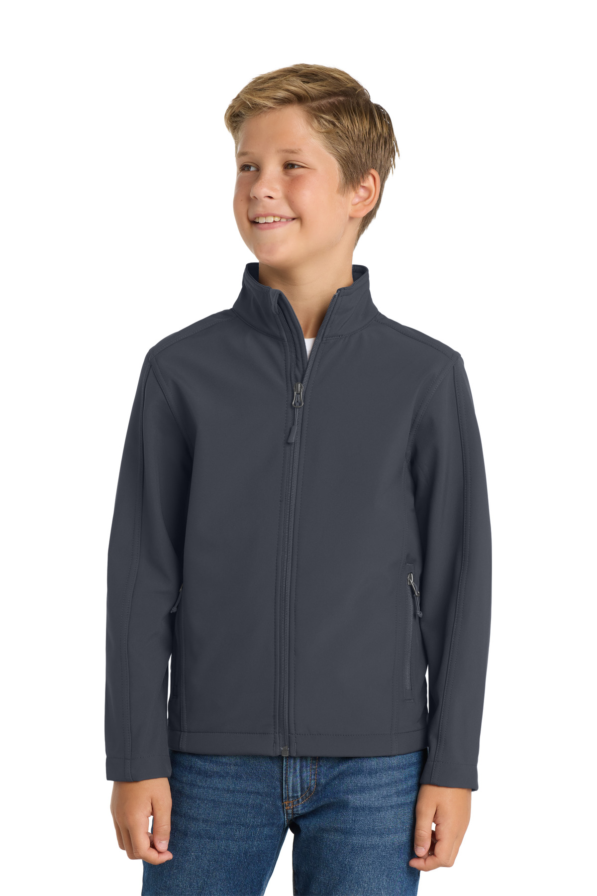 Port Authority Y317 - Battleship Grey - L Kids dark gray zip-up jacket lightweight outerwear of Ad It Up in Albuquerque, NM