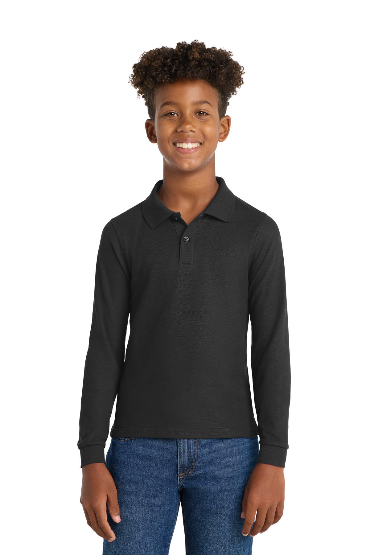 Port Authority Y500LS - Black - M Black youth long sleeve polo shirt classic fit of Ad It Up in Albuquerque